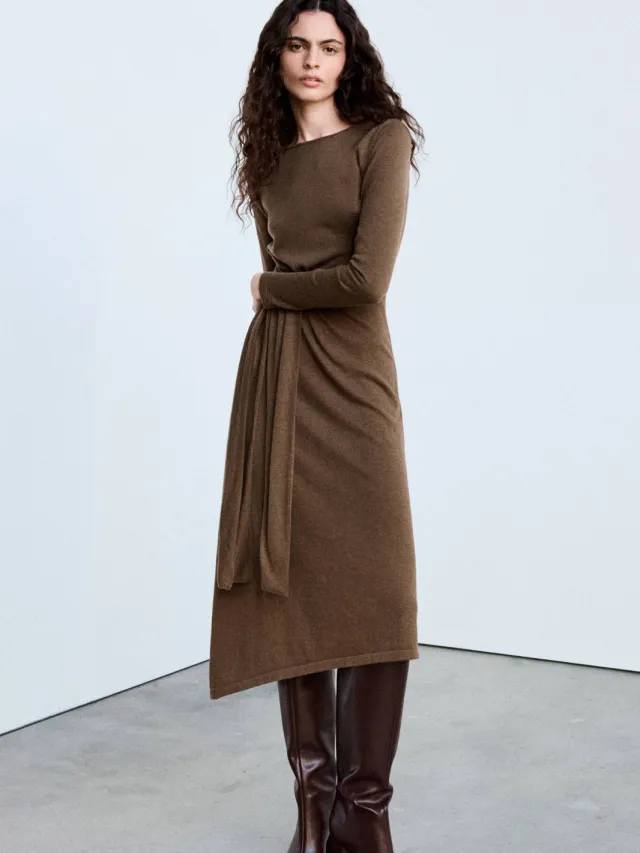 Mango midi jurk - bruin