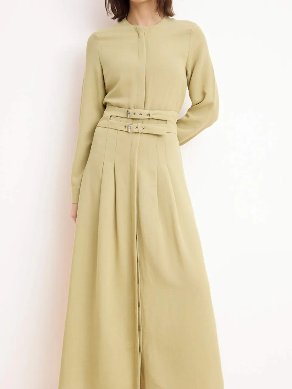 Turkishsouq Dames platte maxi lange casual/dagelijkse skater hijab jurk Groen