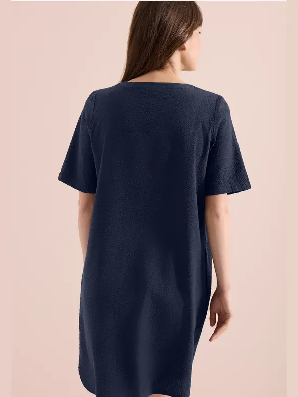 cecil Knielange jurk in seersucker kwaliteit blauw, foto 3