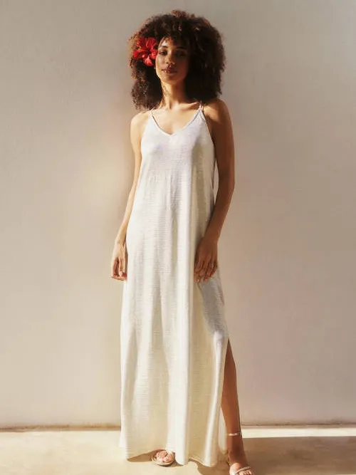 Lofty Manner maxi jurk met ceintuur - ecru, foto 4