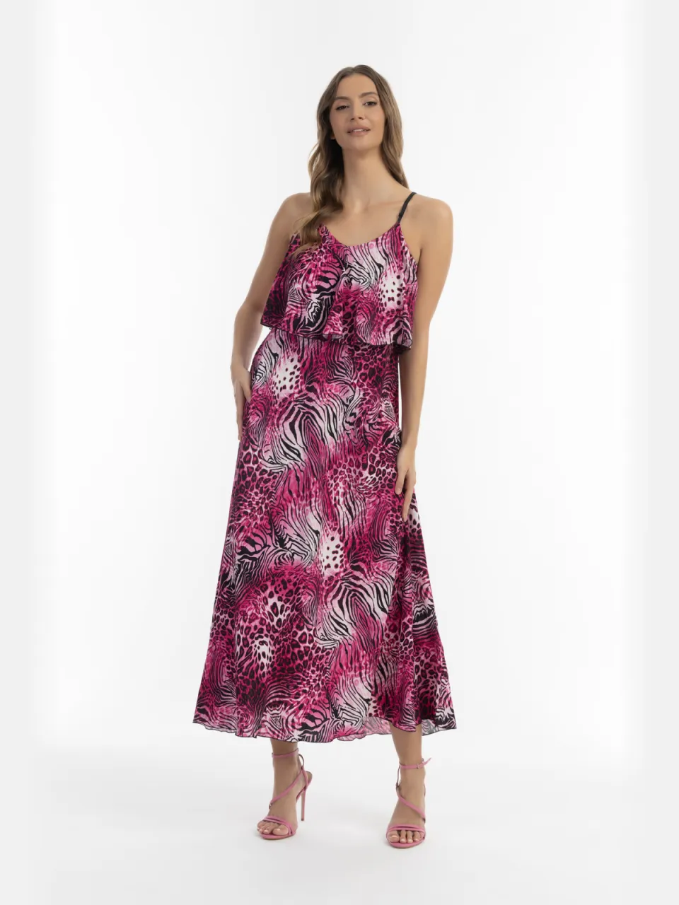 Faina Maxi-jurk met dierenprint Dames roze