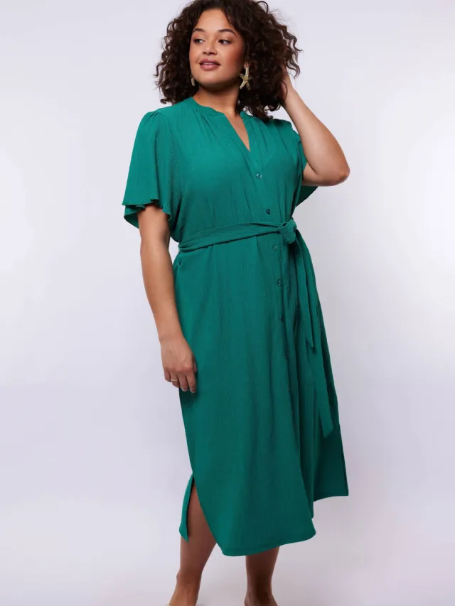 Exxcellent midi jurk groen