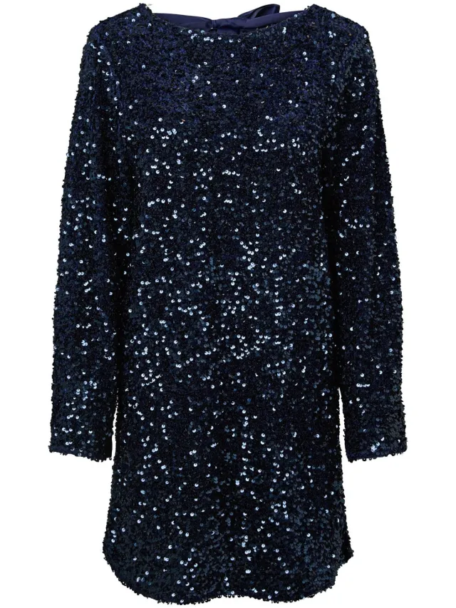 Pieces Jurk PCKAMMY PAILLETTEN LAGE RUG Maritime Blue1