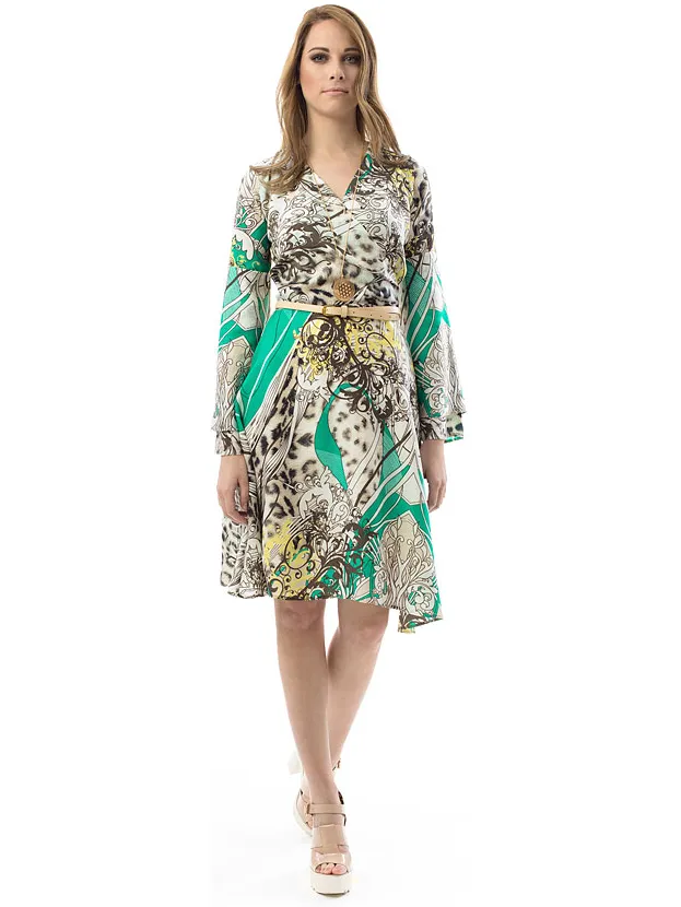 Conquista Faux Wrap Stijl Jurk Groen