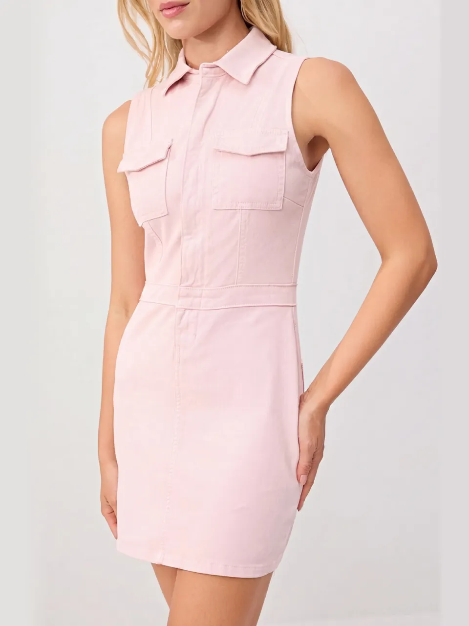Trendyol TRENDYOLMİLLA Dames Roze Effen Kort / Mini Mouwloos A-lijn Jurken, foto 2