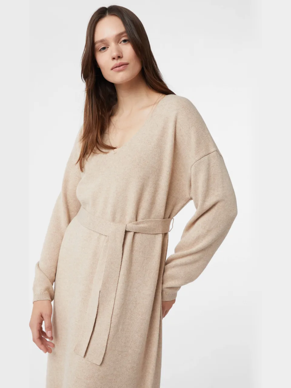 Comma wollen midi jurk beige, foto 4