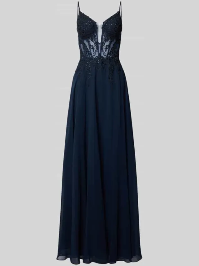 LUXUAR FASHION Avondjurk met hartvormige hals donkerblauw, foto 2