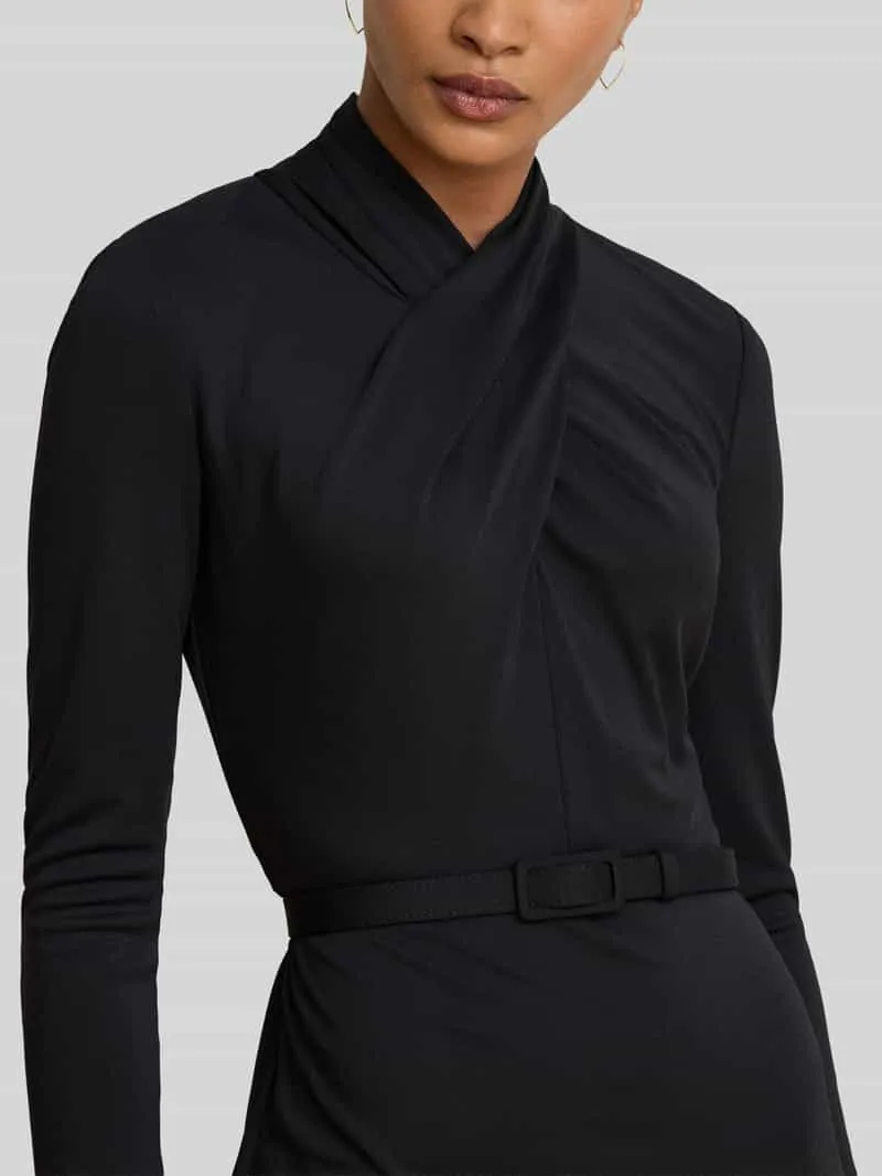 Lauren Ralph Lauren Midi-jurk met gedrapeerde wikkelcol zwart, foto 4