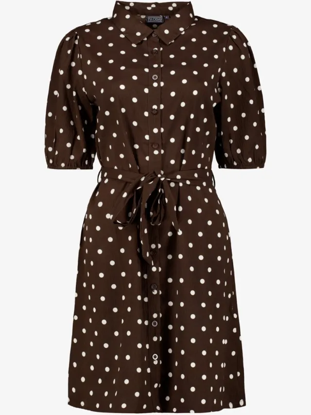 TwoDay dames blousejurk met stippen bruin
