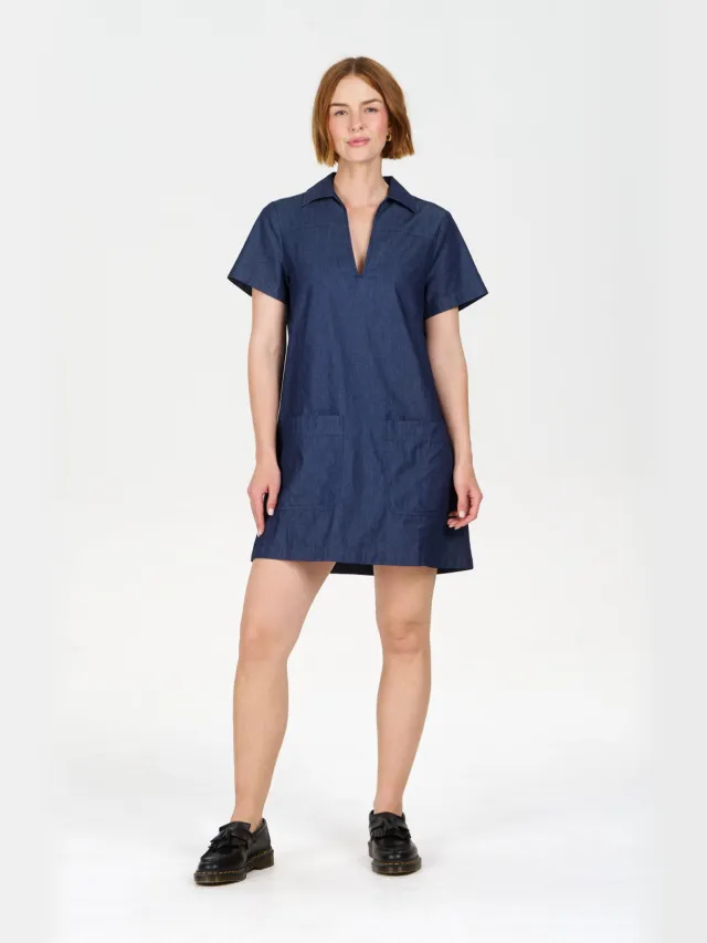 KOMODO dames vegan Jurk Talia Midwash Blauw Extra donkerblauw