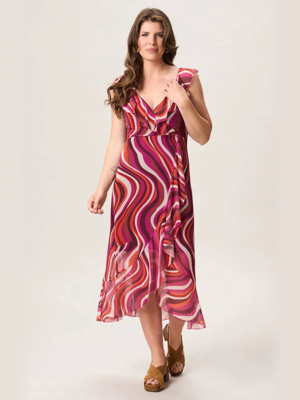 Miss Etam wikkel-/overslagjurk roze multi Roze
