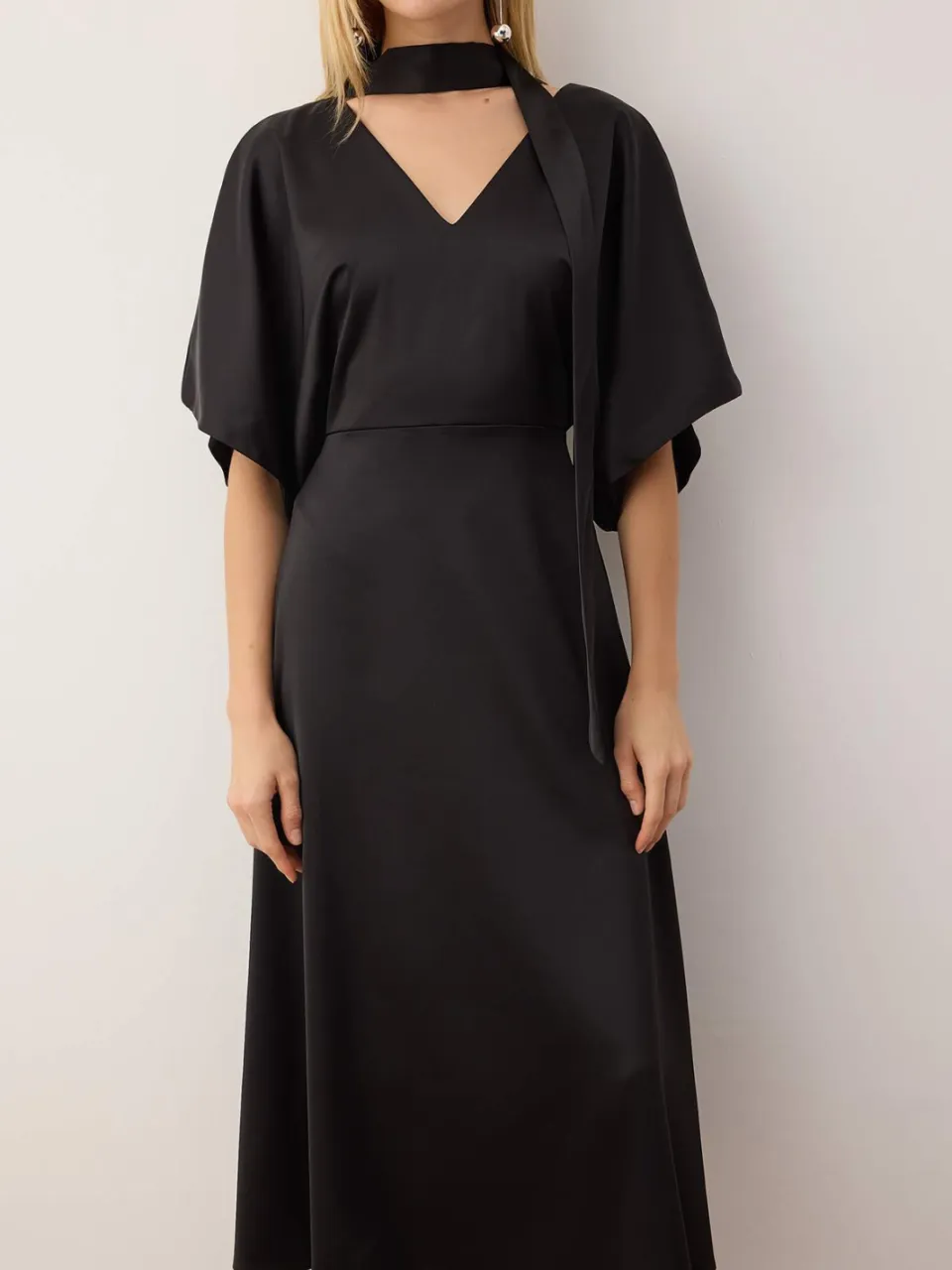 Trendyol TRENDYOLMİLLA Dames Zwart Effen Midi Kort Stijlvol/Avond Skater Jurken, foto 2