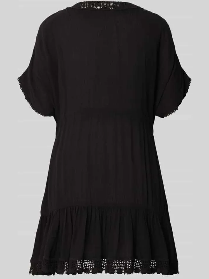 Banana Moon mini-jurk van viscose met vetersluiting model 'AVELLE SEATIME' zwart, foto 2