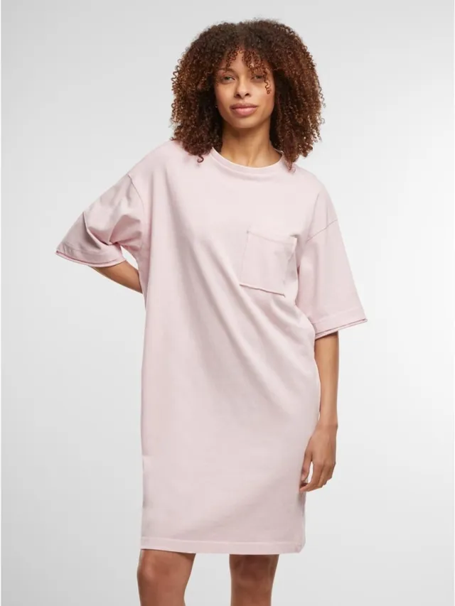 Urban Classics Washed Jersey TShirt Dress Korte jurk - S - Roze