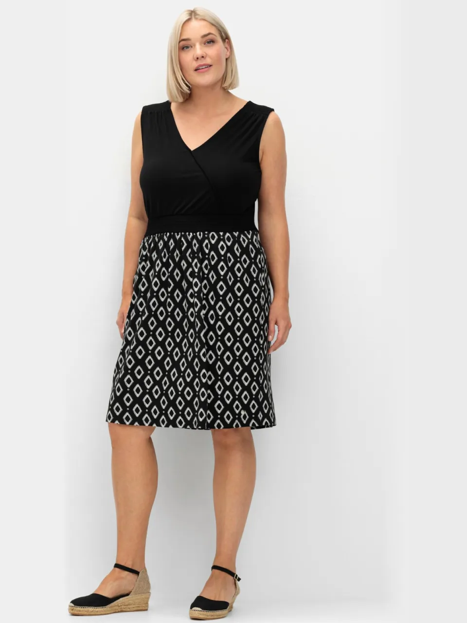 Jersey jurk zwart/wit