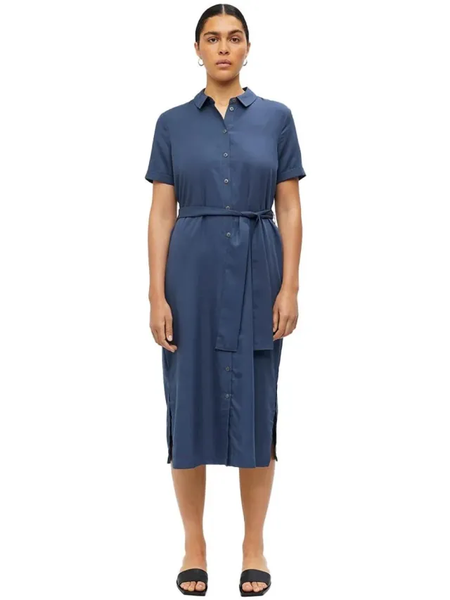 OBJECT COLLECTORS ITEM Object Tilda Isabella Korte Mouw Jurk Blauw 40 Vrouw Blue Indigo