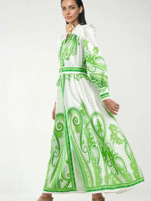 MSN Collection V-hals Paisley Maxi-jurk met Split veelkleurig, foto 2