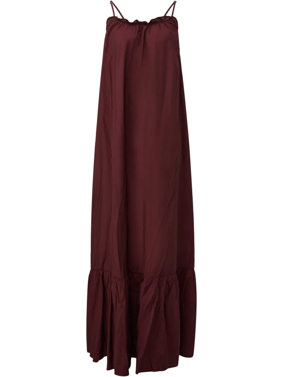 QS viscose maxi zomerjurk met ruches - aubergine, foto 2