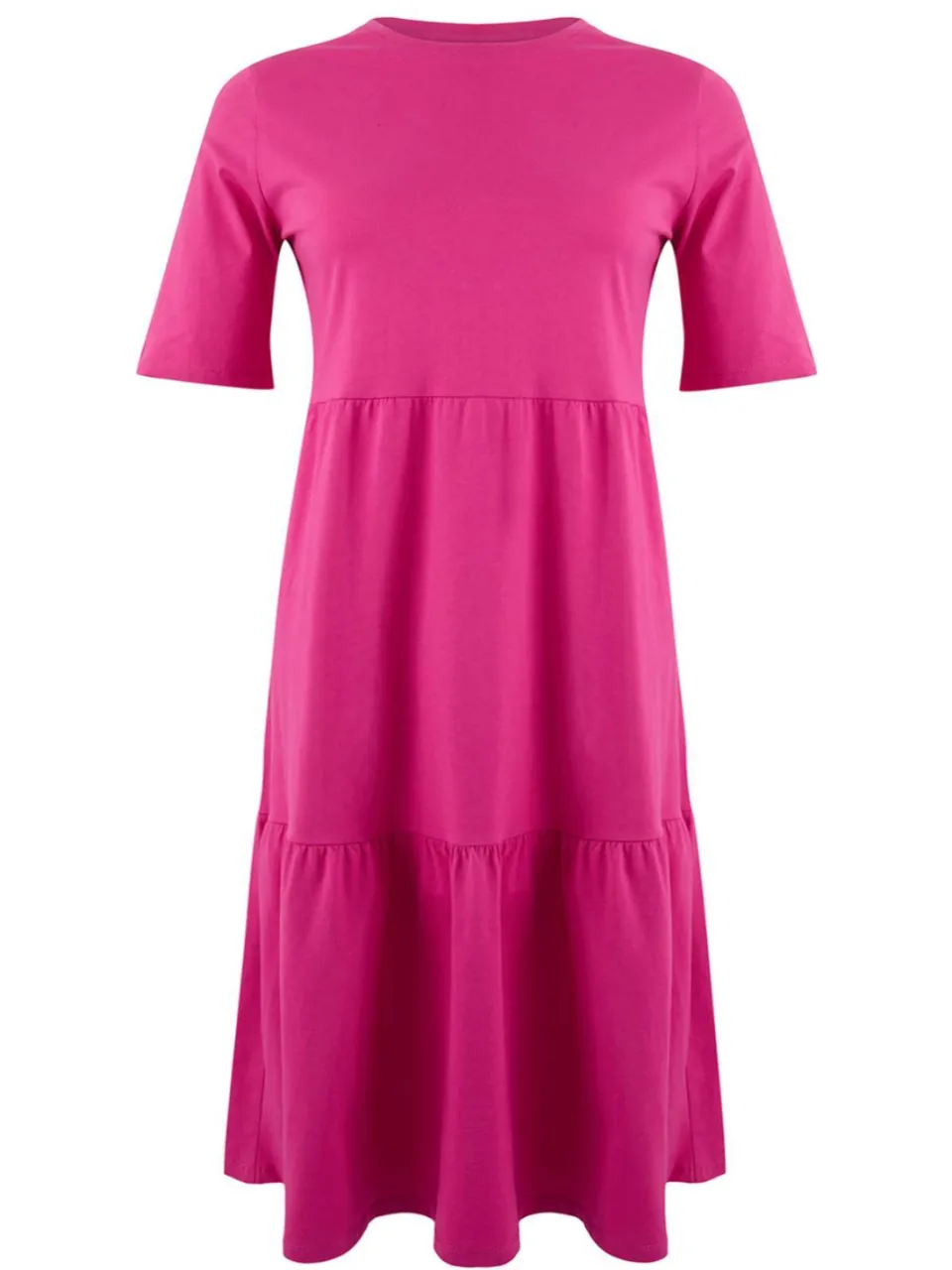 Trendyol Curve Dames Roze Effen Midi Kort Casual A-lijn Grote maten Jurk, foto 2