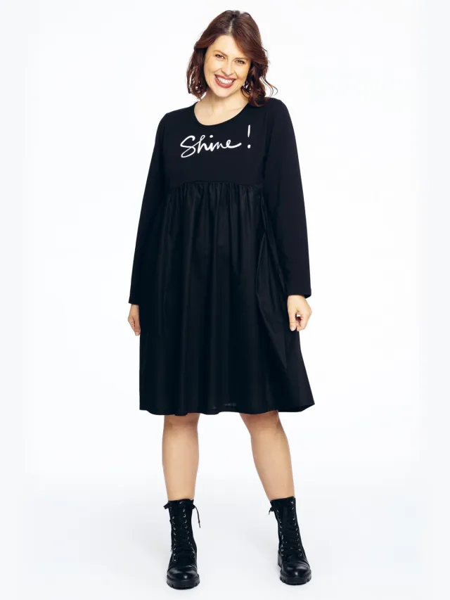 Yoek Sweater-jurk SHINE | Zwart, foto 2