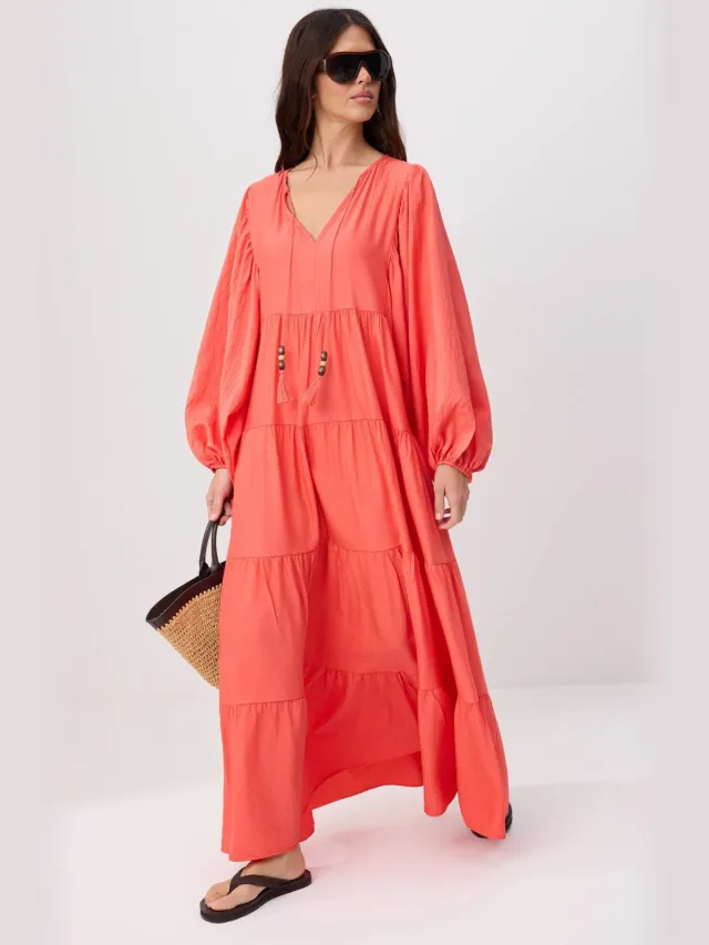 Trendyol TRENDYOLMİLLA Dames Rood Effen Maxi Lang Skater Jurken