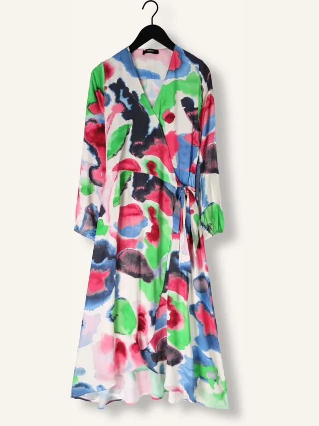 JANSEN Amsterdam Nienke Jurk Wm 564 Wrap Long Puffed Sleeve Dames - Jurk - Multi