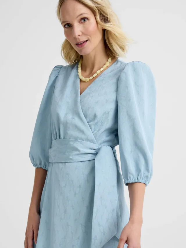 Freebird midi jurk met blad blauw, foto 4