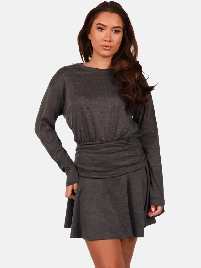 Getdrezzed Jurk met elastische taille donkergrijs