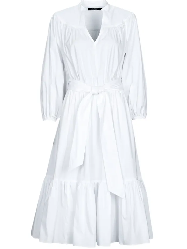 Lauren Ralph Lauren Lange Jurk Lauren Ralph Lauren VRATESKA Wit