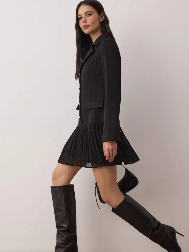 Trendyol TRENDYOLMİLLA Dames Zwart Effen Kort / Mini Lang Avond / Dagelijks Blazer Jurk Jurken, foto 2