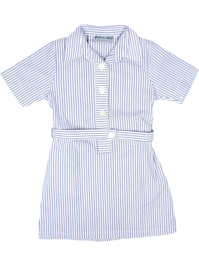 Poccino Sint-Ludgardis schooluniform - Zomerkleed - Streep - Maat 18 jaar blauw