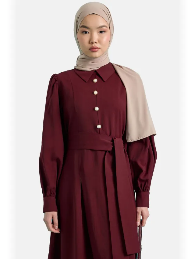 Benin Modest Dress Benin Bordeauxrood