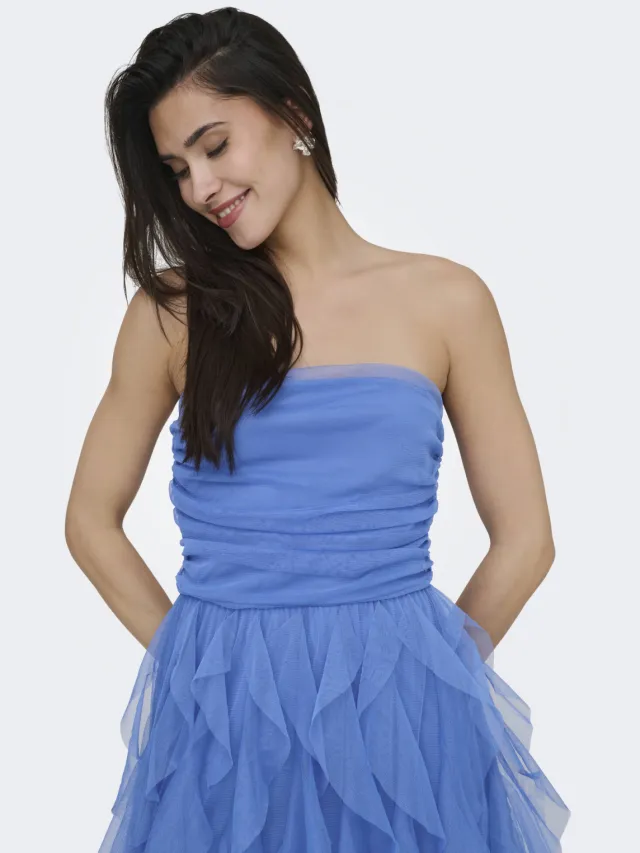 Only off shoulder jurk blauw, foto 3