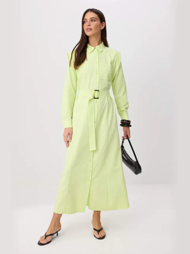 Trendyol Modest Dames Groen Effen Maxi Lang Casual Skater Modest Jurken