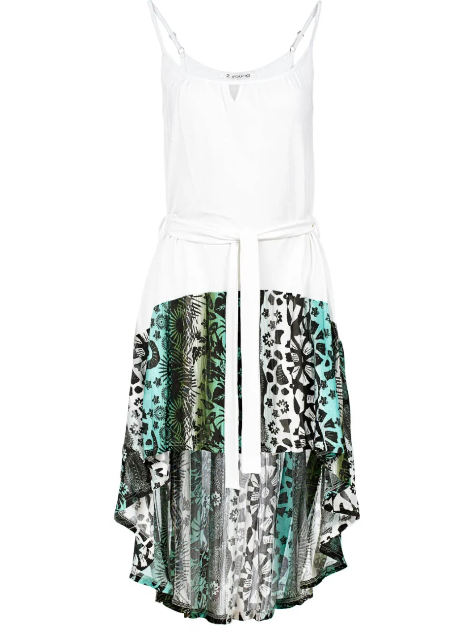 Conquista Contrast print hoog laag jurk wit, foto 2