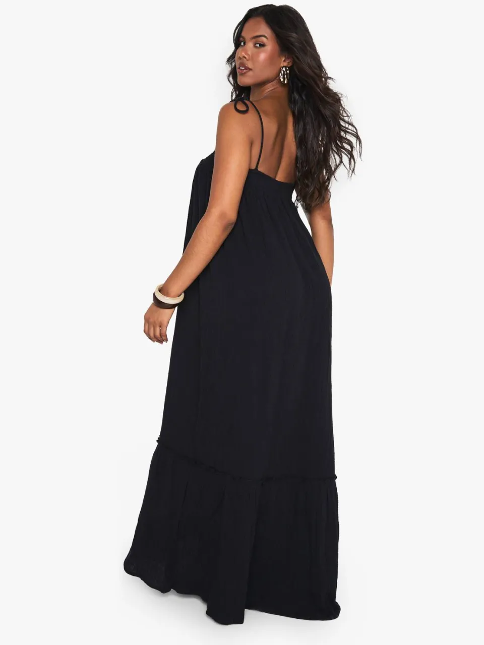 boohoo Dames Textuurgebreide Smocking Maxi Jurk zwart, foto 2