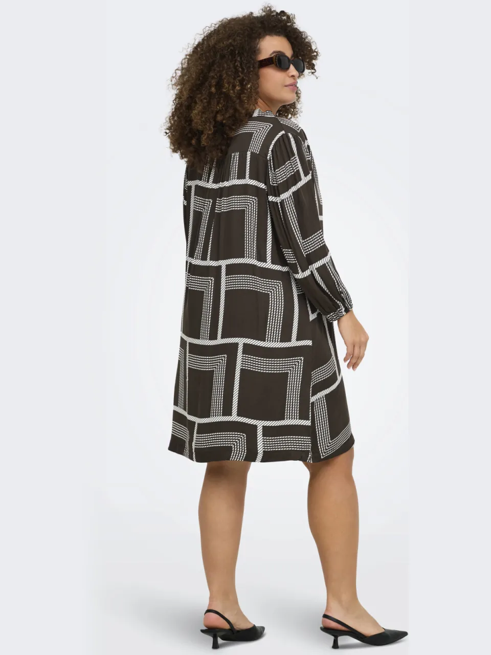 Only Carmakoma mini jurk Plus Size met print - donkerbruin, foto 4