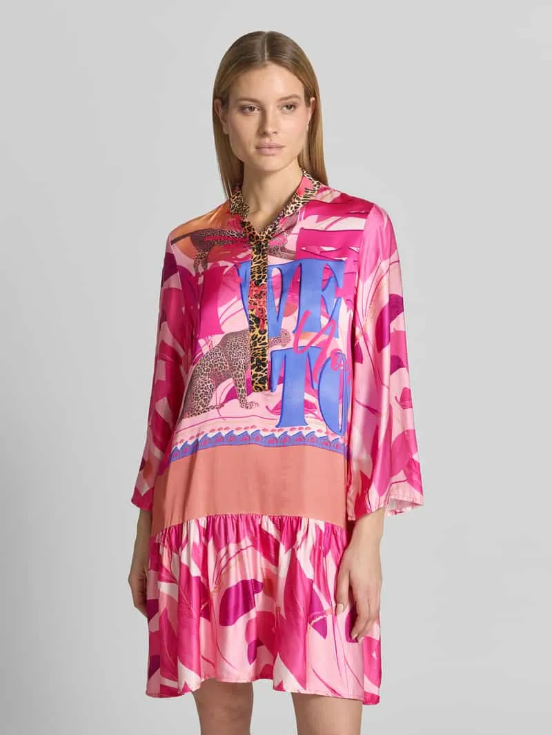 miss goodlife relaxed fit mini-jurk van zuivere viscose met dierenprint Felroze