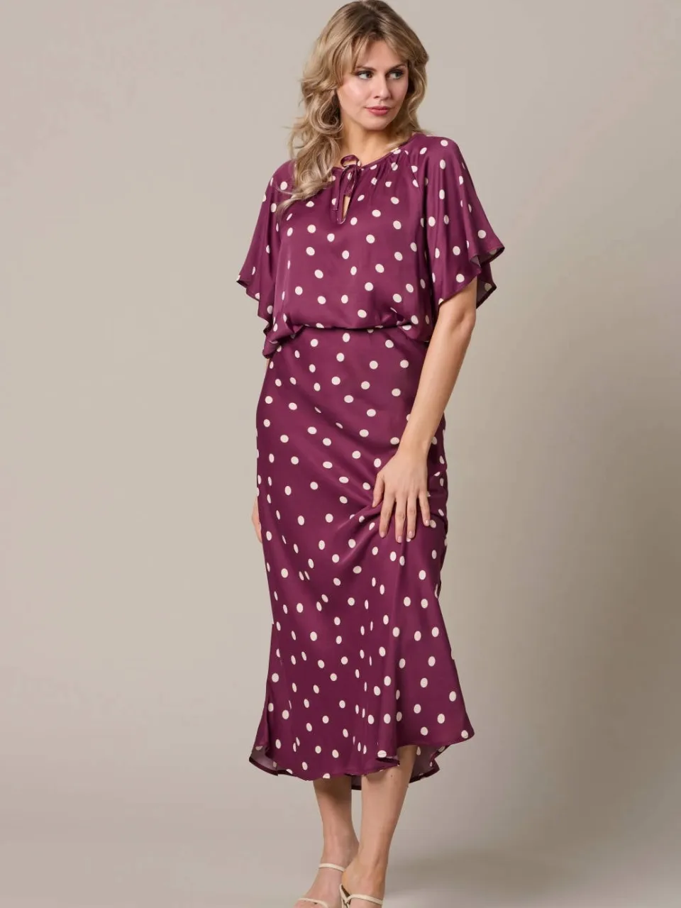 &Co Woman zomerjurk met stippen donkerrood