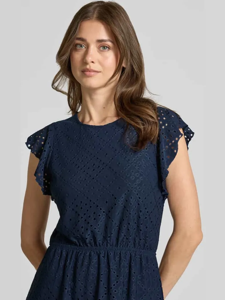 Vero Moda Getailleerde zomerjurk met ajourpatroon model 'TASSA' donkerblauw, foto 4