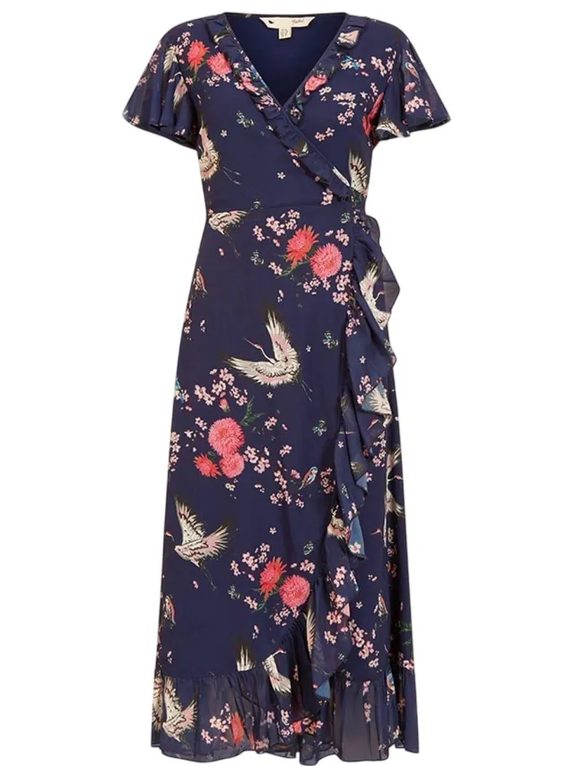 Yumi Crane-wikkeljurk met V-hals voor dames (Marine), foto 2
