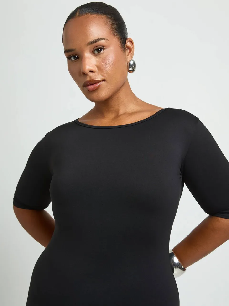 boohoo Dames Plus Superzachte Mini Jurk Met 3/4 Mouwen zwart, foto 4