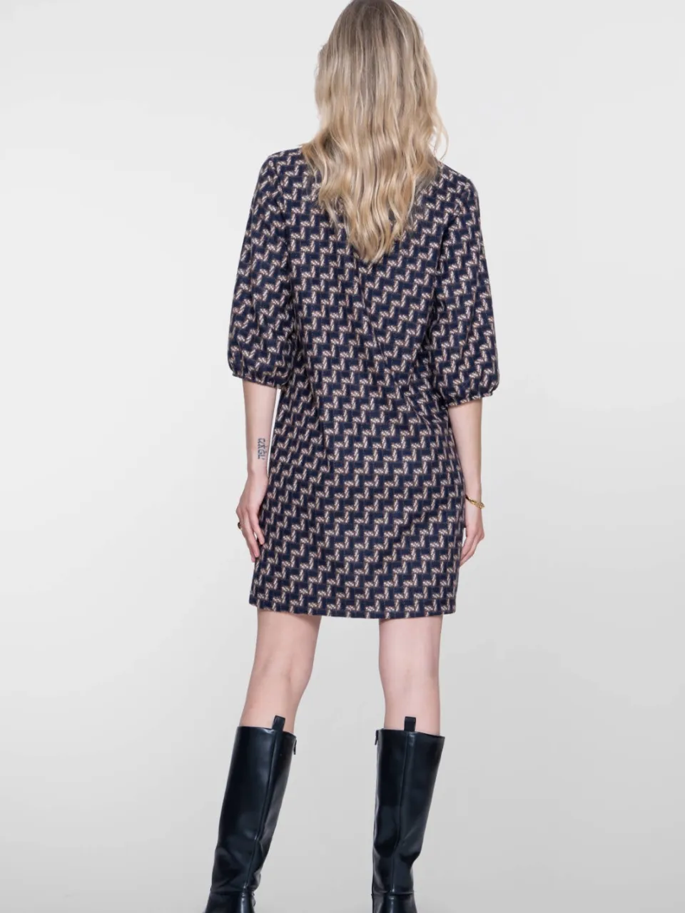 Geisha midi jurk donkerblauw, foto 8