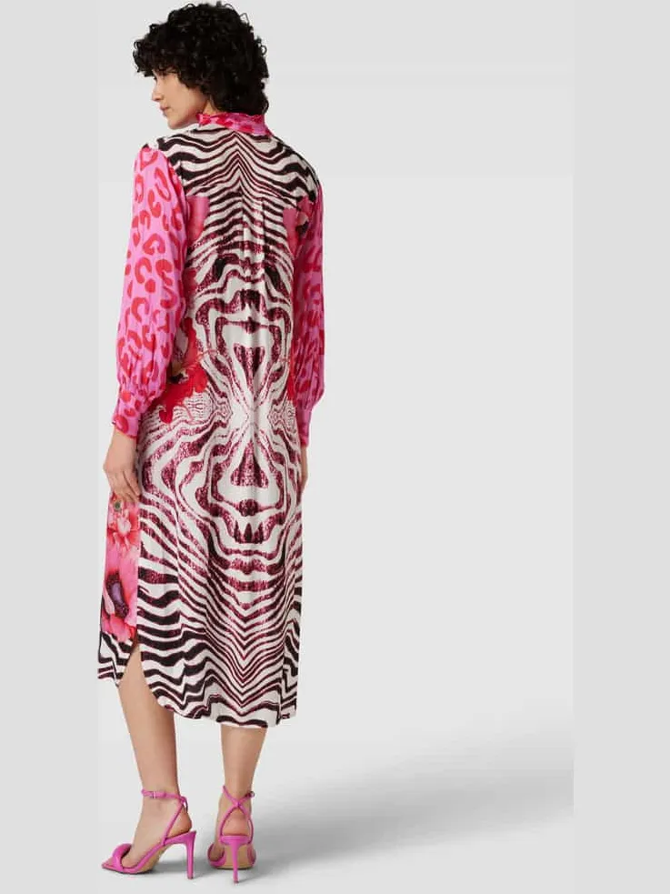 miss goodlife Midi-jurk van pure viscose, model 'Just Smile' felroze, foto 3