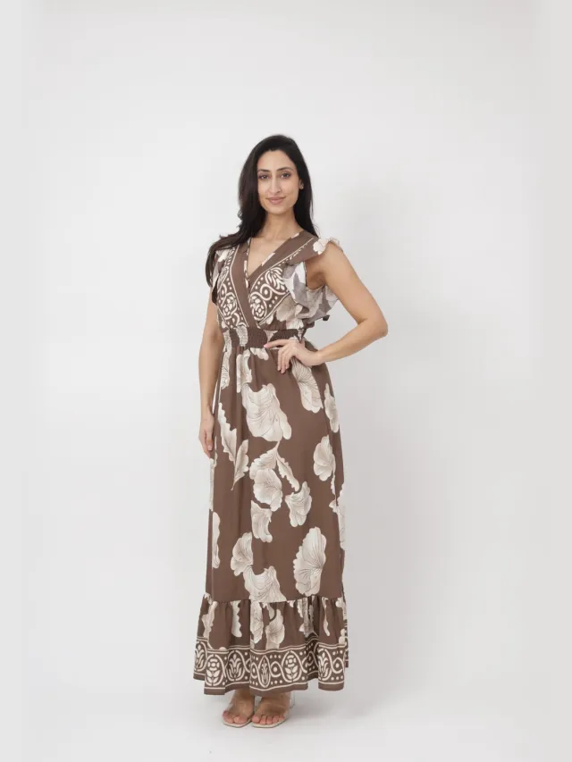 Elara Maxikleid Dunkelbraun