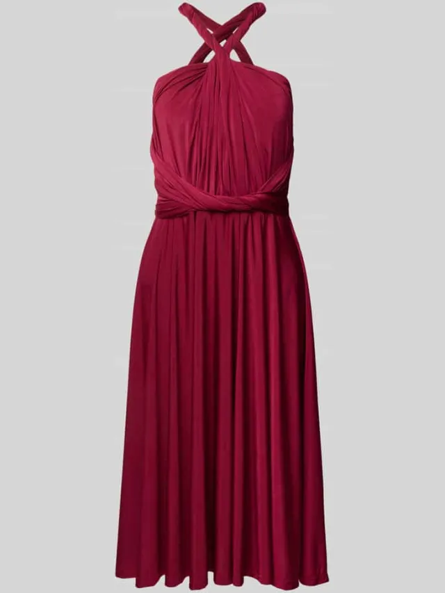 Rose Avenue Knie-lange cocktailjurk met diepe V-hals bordeaux, foto 2