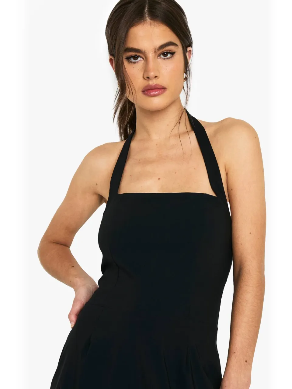 boohoo Dames Bengaline Skater Midaxi Jurk met Vierkante Halslijn zwart, foto 3
