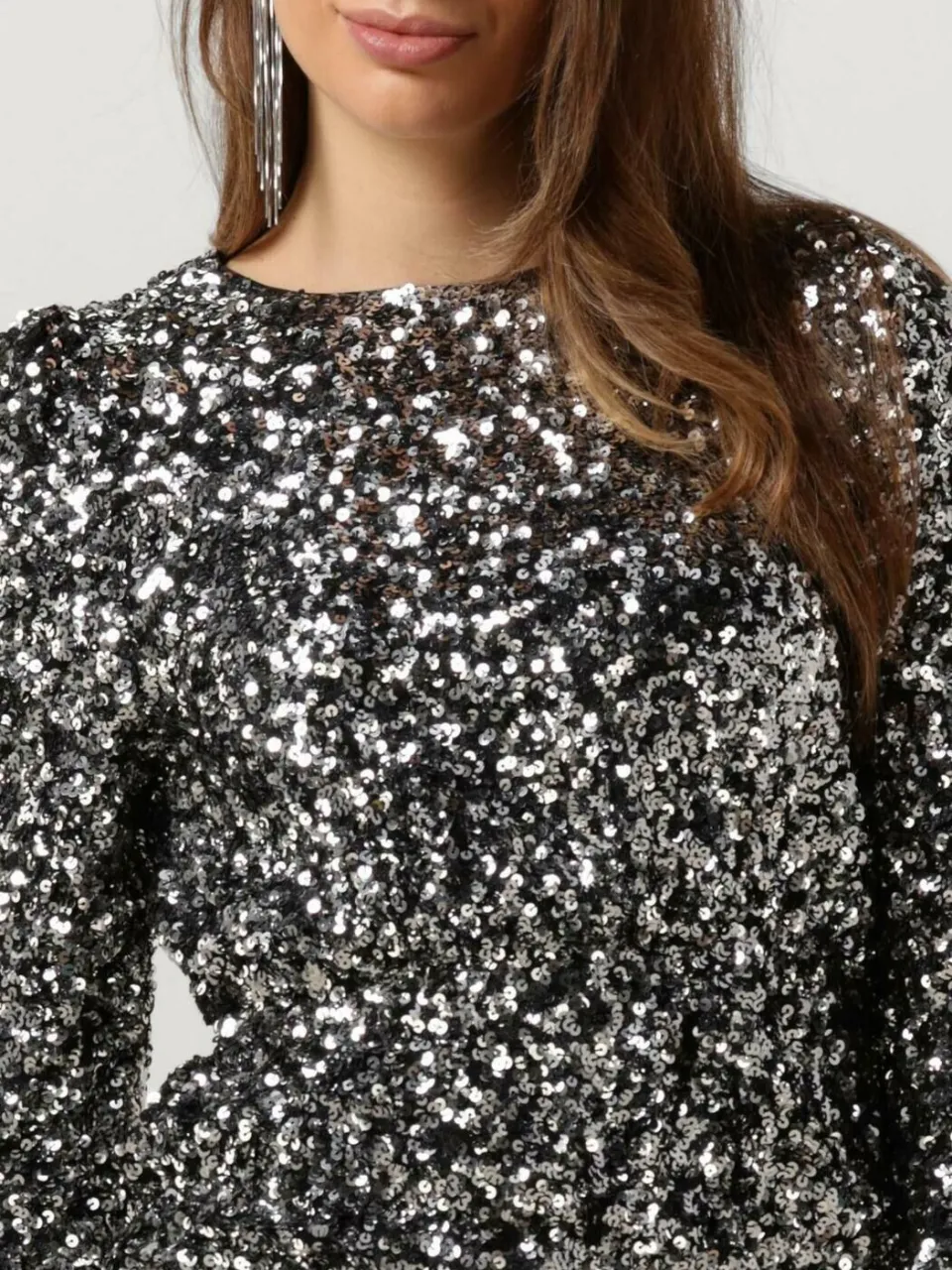 SELECTED WOMEN Dames Jurken Slfcolyn Ls Short Sequins Dress - Zilver, foto 4