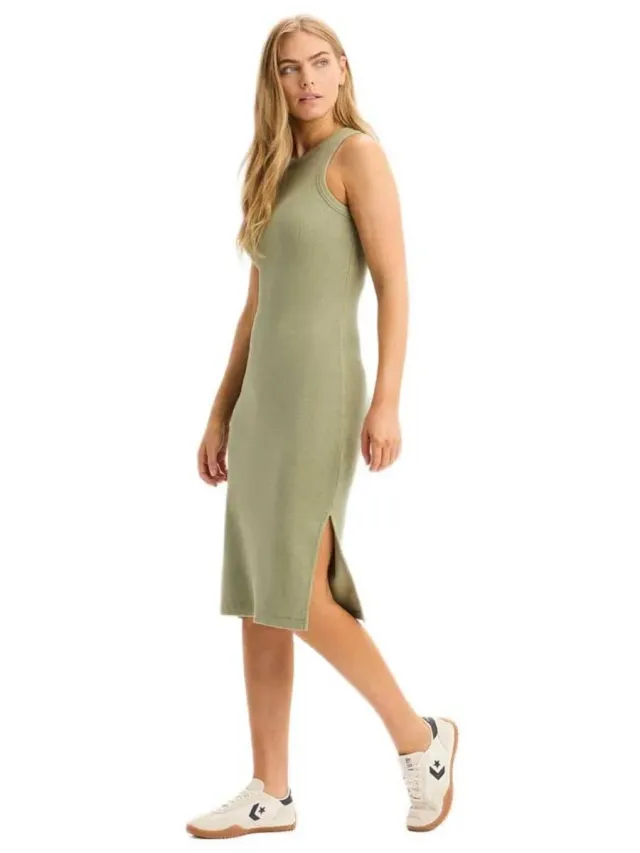 Dockers Rib Knit Tank Mouwloze Jurk Groen S Vrouw Tea