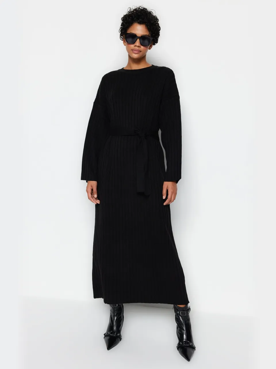 Trendyol Modest Dames Zwart Effen Maxi Lang Casual A-lijn Modest Jurken, foto 2
